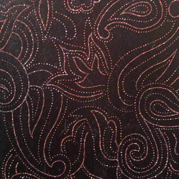 Black Velvet Red Sparkle Top Notations Sz 3X One Piece Cardigan Style Party - Picture 16 of 16